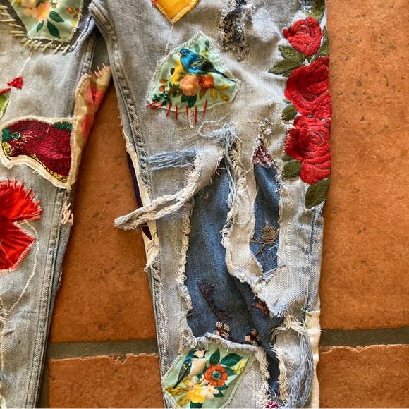 Zara Upcycled Patched Destroyed denim, jeans, - Picture 5 of 15